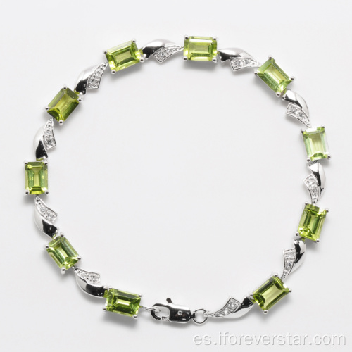 Natural peridot 925 plata esterlina nueva pulsera de oro